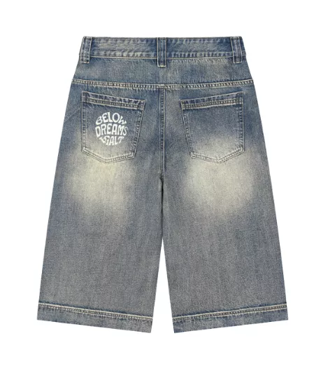 Short en jean baggy délavé vintage