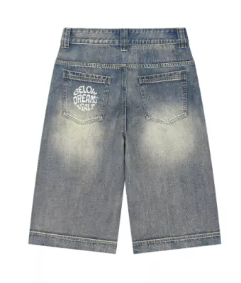 Short en jean baggy délavé vintage