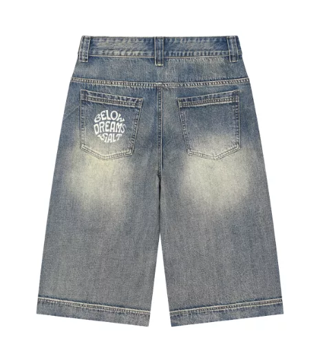 Short en jean baggy délavé vintage